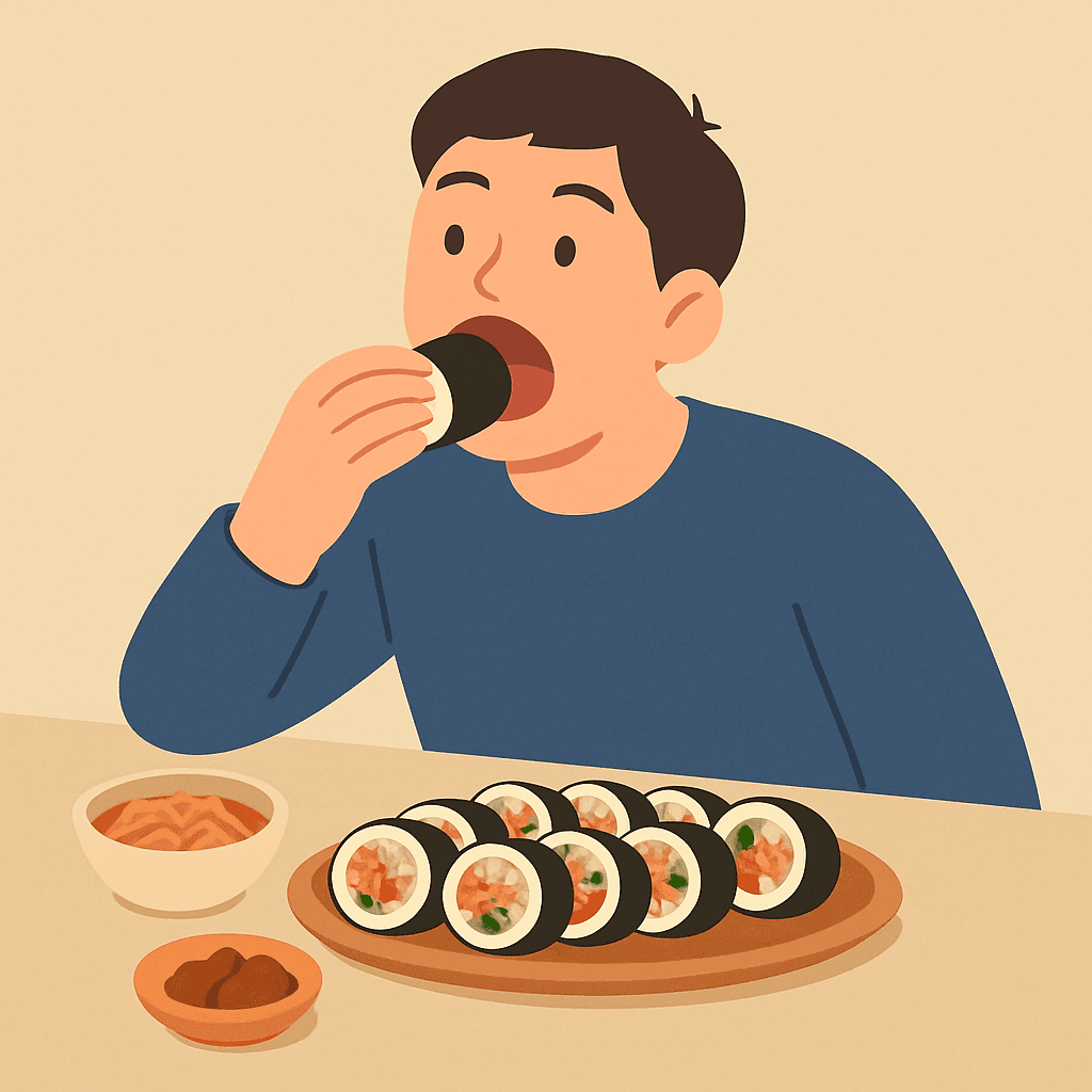 야식 참다 폭식하는 사람 주목, 닭가슴살 장조림 김밥