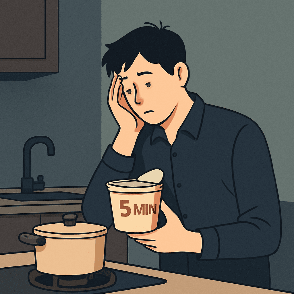 야근하고 와서 라면 끓이려다 멈췄어요. 불도 안 켜고 5분이면 되는 거 발견함
